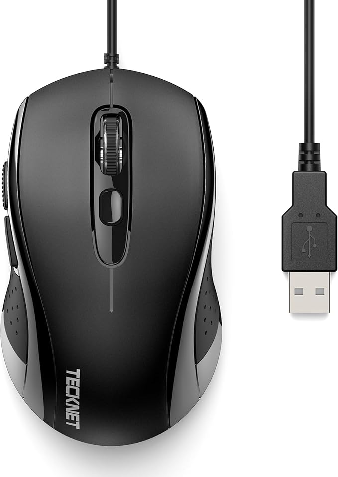 TECKNET Wired Mouse (Black)