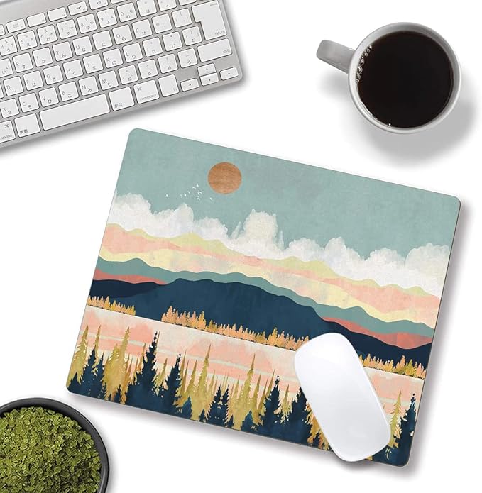 Mouse Pad, Abstract Landscape Mouse Pad, Square Mouse Mat Waterproof Mousepad Non-Slip Rubber Base Mouse Pads for Office Laptop, Modern Art