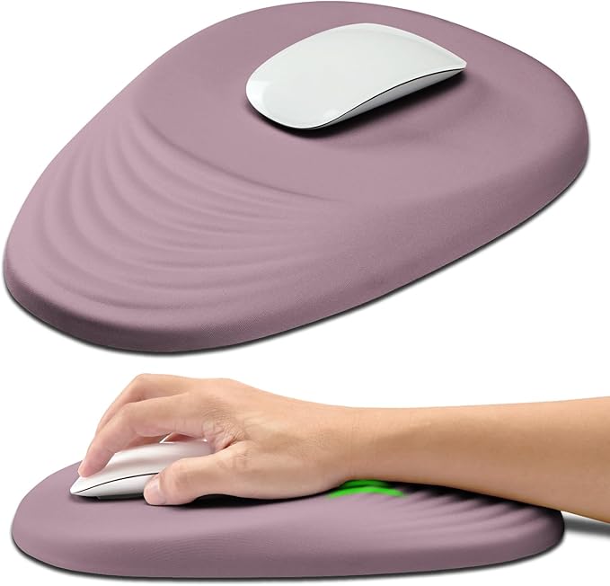 Hokafenle Ergonomic Mouse Pad Wrist Support with Stepped-Wedge Design, Wrist Rest Pain Relief Mousepad Filled with Memory Foam, Carpal Tunnel Mousepad for Wireless Mouse(12x8 inch, Purple)
