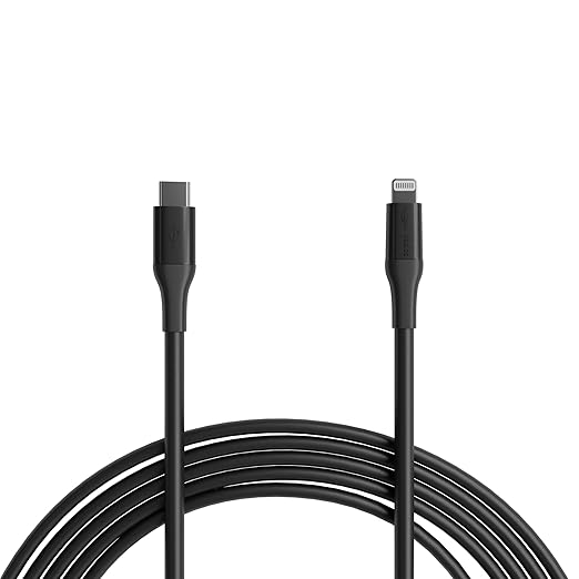 Amazon Basics USB-2.0 Type C to Lightning Cable (MFi Certified), 10 ft, Black