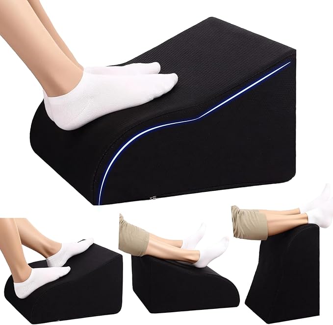 Foot Rest for Under Desk at Work Ergonomic Under Desk Footrest，Support Foot Pillow Double-Sided Footstool， for Office, Home & Gaming Leg Elevation Pillow Black