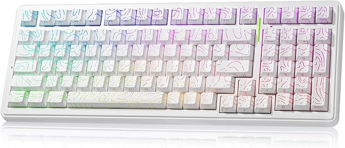 x AULA F99 Keyboard Gaming, Wireless Mechanical Keyboards, Hot Swappable Custom Creamy White Keyboard, RGB Backlit PC Gaming Keyboards,BT5.0/2.4GHz/USB-C,Topographic Side-printed Keycaps,LEOBOG Switch