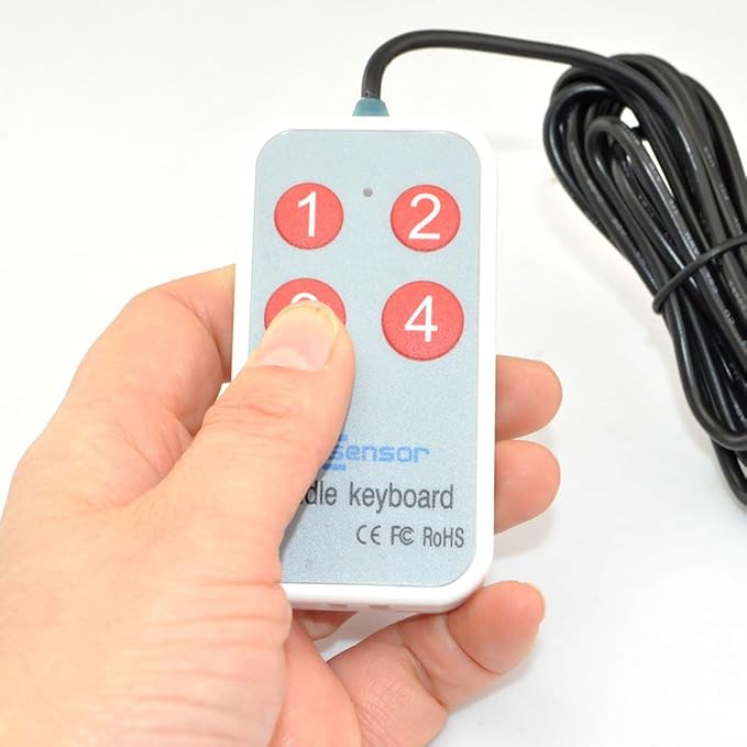 iKKEGOL 1.8Meter /6Feet USB Durable Game Handle Mini Button 4 Keys Switch User-Defined Keyboard for Game Laptop White
