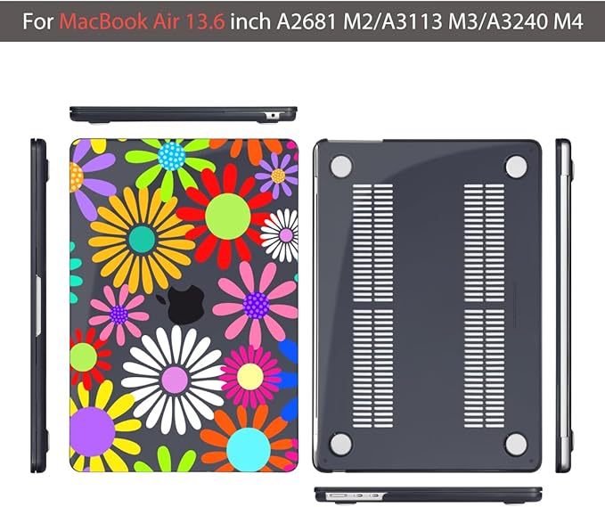 Teryeefi Compatible for MacBook Air 13.6 inch Case A3240 A3113 A2681 (2025 2024-2022 Release), Protective Plastic Hard Shell Cover for MacBook Air M2 M3 M4 13 inch, Abstract Flowers A001