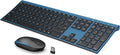 Wireless Keyboard and Mouse, Vssoplor 2.4GHz Rechargeable Quiet Full-Size Keyboard and Mouse Combo with Nano USB Receiver for Windows, Laptop, PC, Notebook-Black and Blue