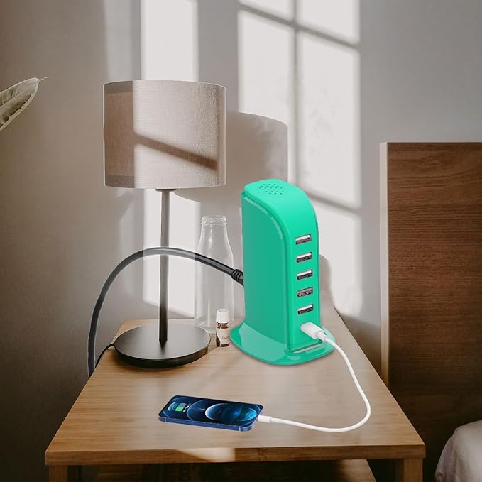 USB Tower Charging Station Upoy, Multiport Chargers for Multiple Devices 40W, Small Charging Hub for Desk, Office, Travel, USB Power Block Adapter for iPhone/Ipad