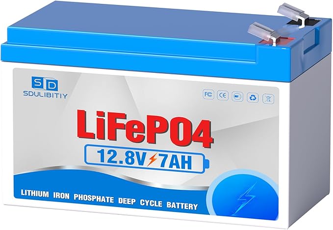 12V 7.2Ah Lithium LiFePO4 Battery, Rechargeable Battery, Up to 5000+ Deep Cycle Lithium Iron Phosphate Battery Built-in BMS, Ideal for Small UPS, Lighting, kids ride on car