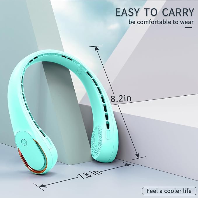 Portable Neck Fan, Neck Fans for Women, 4000 mAh Rechargeable Personal Fan,360° Hands Free Bladeless Fan, 3 Speeds Adjustable, Faster Cooling, Super Quiet, Suitable for Home, Office, Travel