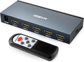 HDMI Switch SGEYR 5x1 HDMI Switcher 5 in 1 Out Multiple HDMI HUB 5 Port Box with IR Remote Control HDMI 1.4 HDCP 1.4 Support 4K@30Hz Ultra HD 3D 2160P 1080P(Grey)