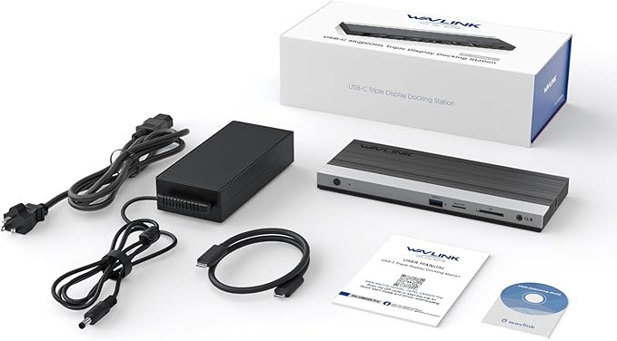 WAVLINK USB C Docking Station 3 Monitor with 100W PD, USB-C Laptop Dock Triple Display for Dell Hp Lenovo Windows, Type C Adapter Hub - Dual HDMI, DisplayPort, Ethernet, 4 USB3.0, SD/TF Slot, Audio