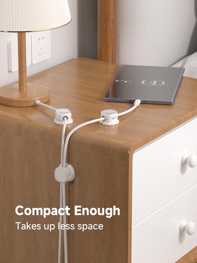 Magnetic Cable Clips, Adjustable Cord Holder Management, Adhesive Wire Keeper Organizer for Home Office Desk Phone PC Car Wall Desktop Nightstand Appliance (9-PCS White)