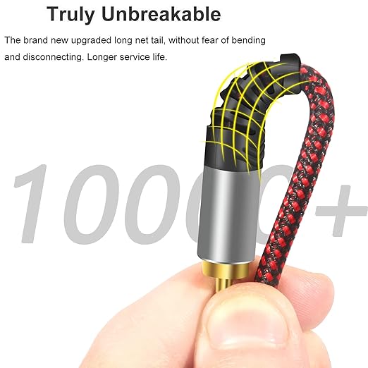 RCA Cable 30Ft,2Rca Male to 2-RCA Male Audio Stereo Subwoofer Cable [Hi-Fi Sound] Nylon-Braided Auxiliary Audio Cord for Home Theater, HDTV, Amplifiers, Hi-Fi Systems,Speakers and etc (30Ft)