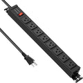JUNNUJ 20 Amp Power Strip Surge Protector 4800J, Heavy Duty 8 Outlet Metal Multi Angle Mount, 20A Garage Power Strip Shop 6-20R T-Slot, 5-15P Plug 12 Gauge Extension Cord 10ft for Appliance
