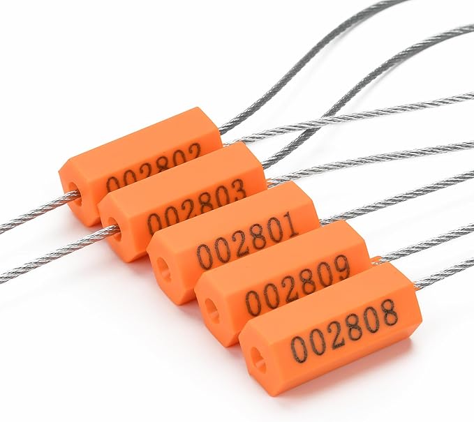 100PCS Steel Cable Seals Metal Security Seal Numbered Metal Truck Trailer Seals Security Tags Tamper Evident Tags Container Seals Pull Tight Steel Wire Seals