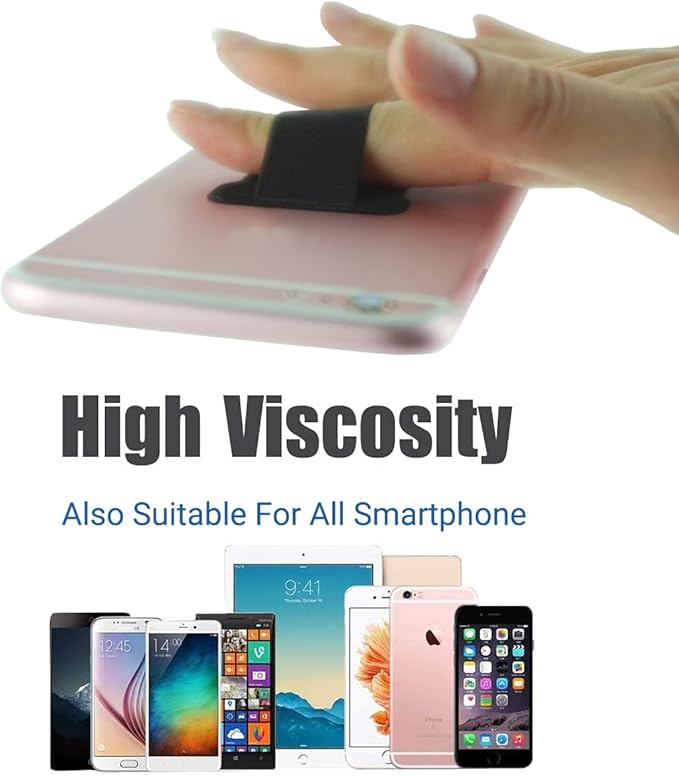Universal Phone Grip for Smartphones - Phone Holder for Hand for Back of Phone - Wireless Charging Compatible (Black Pink) - 2Pack