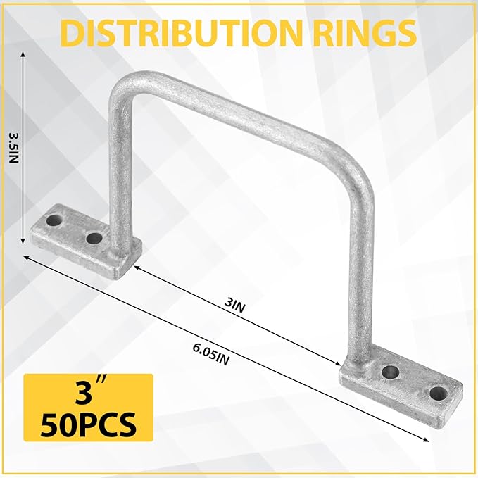 50 Pcs Distribution Rings Aluminum D Ring for Sorting Out Electric Cables, Cable Management, for Commercial and Residential Use, Silver(3 Inch)