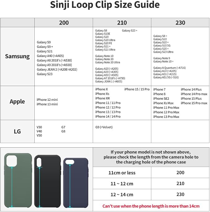 C-Shaped Clip Finger Phone Grip, Sinjimoru Silicone Cell Phone Strap for Phone Case with Clip as Phone Loop Holder for iPhone Case & Samsung Phone. Sinji Loop Clip Navy 230