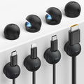 8Pack Magnetic Cord Organizer Clips - Lamicall [Mini-Soft Silicone] Cable Management for Phone Charger Cord, Durable Adhesive Cable Holder for Desk Nightstand, Home Office Organizer Gadget Accessories