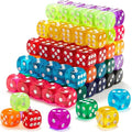 100 Pieces Colored Dice Set, Standard Bulk Colors Dices, Classroom Dice, Translucent 6 Sided Games Dice for Board Games, Parties, Classroom Math Games