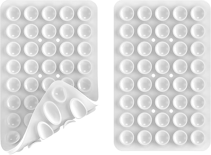 Double Sided Silicone Suction Phone Holder Mount, Silicon Accessory for iPhone and Android, Hands-Free Mirror Shower Phone Holder, TikTok Videos and Selfies (White)