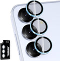 for Samsung Galaxy S25 Plus Camera Lens Protector, Individual Metal Ring Tempered Glass Lens Cover, [Strong Adsorption] Scratch Resistant Ultra-Thin HD Clear Lens Cover, 1 Set-Blue Ring