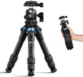 SIRUI Carbon Fiber Travel Tripod with 360° B-00K Arca-Swiss Ballhead, Mini Desktop Tripod for Mirrorless Cameras, Folded Height 12.1", Max Height 16.6″