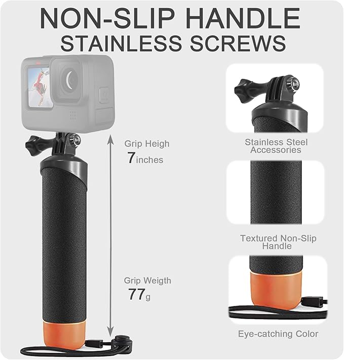 FitStill 60M/196FT Underwater Waterproof Protective Case Compatible for Go Pro HERO11 Black Mini,Monopod Floating Hand Grip Dive for Hero 11 MINI Action Camera Accessory Kit