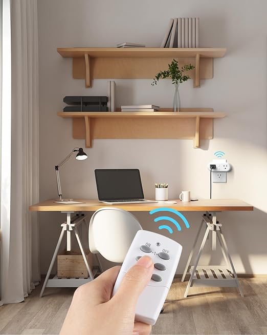 HBN Wireless Remote Control Outlet with 2 Individual Switch Control, Compact Design Sockets Plug Up to 100ft Remote Range, Battery Included, 15A/1875W, ETL Certified