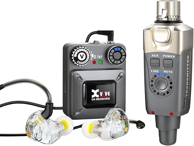 Xvive U4T9 Wireless in-Ear Monitor System with T9 2BAD Earphone Personal IEM for Studio, Band Rehearsal,Live Performance