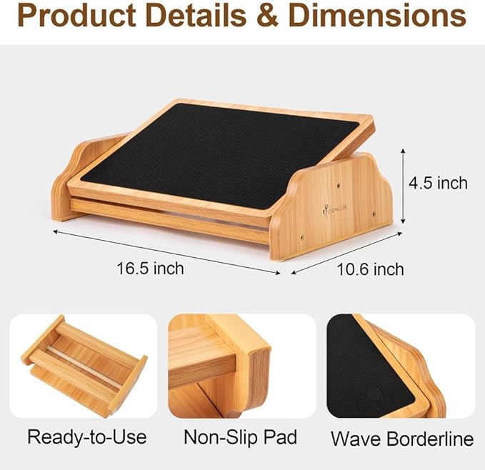 StrongTek Ergonomic Rocking Foot Rest for Under Desk, Adjustable Foot Stool with Non-Slip Surface, Three Positions for Comfort & Stability, Enhances Posture & Circulation, Ideal for Office & Home Use