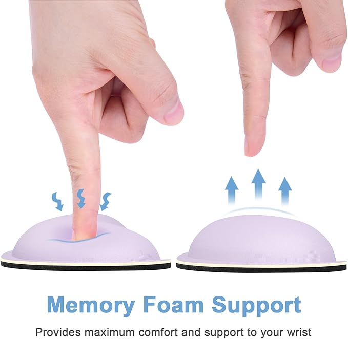 Dapesuom Mouse Wrist Rest, Ergonomic Memory Foam Mouse Wrist for Computer Desk Mats Support, Hand Rest Pad Cushion for Gaming, Office, Laptop, Men, Women, Pain Relief & Easy Typing, Vanilla Purple