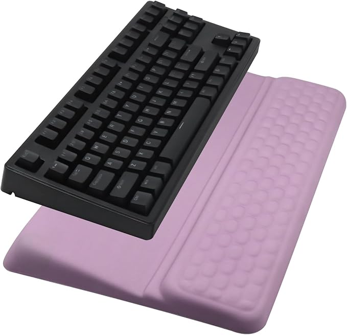Computer Keyboard Stand Pad with Wrist Rest, Ergonomic Comfy Tilted Keyboard Stand Riser Holder Pad for Office Home (Purple)