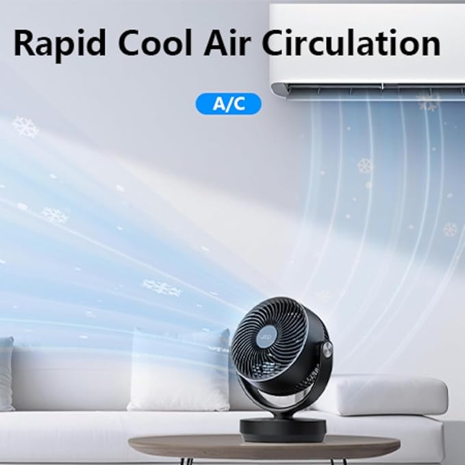 JRD Fans for Bedroom, 90° Oscillating Air Circulator Fan, 13 Inch Quiet Table Fan with Remote, 120° Adjustable Tilt, 3 Speeds, 7H Timer, Powerful Desk Fan for Whole Room Home Office Living Room