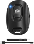 MAIRAN Rechargeable Wireless Camera Remote Shutter for iPhone and Android Smartphones, Bluetooth Phone Remote Control,Selfie Button for Photos and Videos Charging Cable and Wrist Strap Included-Black