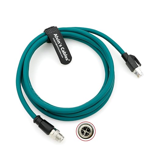 Alvin's Cables M12 8 Pin Male to RJ45 Shielded Ethernet Cable M12 X Coded 8 Position Cat6a Cable for Cognex Industrial Camera 9.8ft/3M