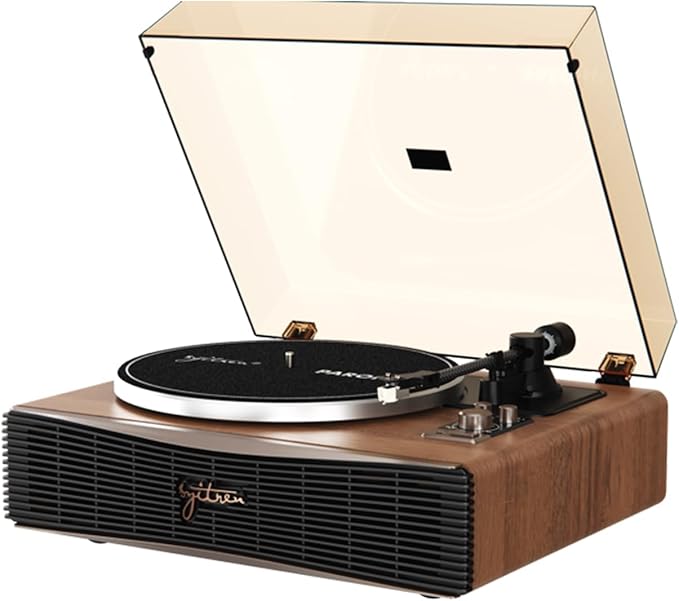 Paron Record Player Vintage Turntable for Vinyl Records with Built-in Speakers Bluetooth Retro Phonograph Wood Walnut