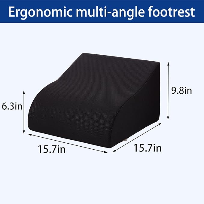 Foot Rest for Under Desk at Work Ergonomic Under Desk Footrest，Support Foot Pillow Double-Sided Footstool， for Office, Home & Gaming Leg Elevation Pillow Black