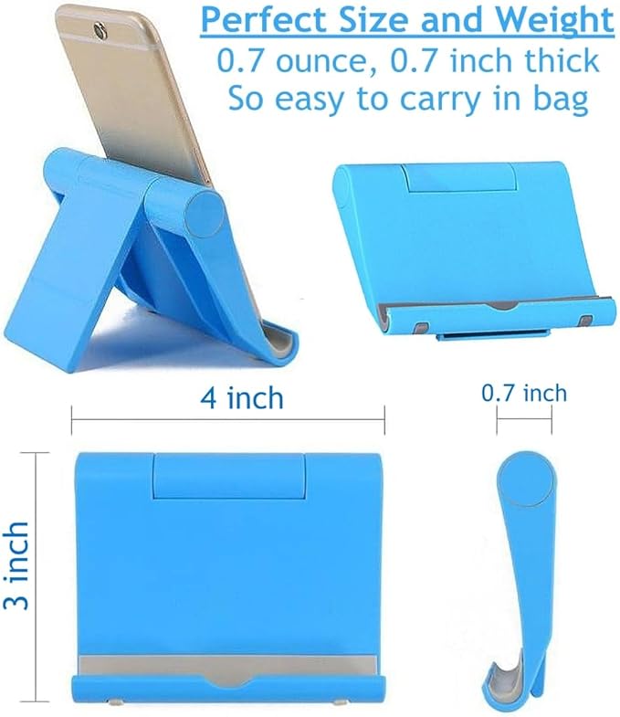 Cell Phone Stand for Desk 2 Pack Mobile Phone Holders Desktop Tablet Stand, Foldable Phone Dock Universal Adjustable Tablet Stand for Desk Compatible with Cell Phone Support (Blue+Pink)