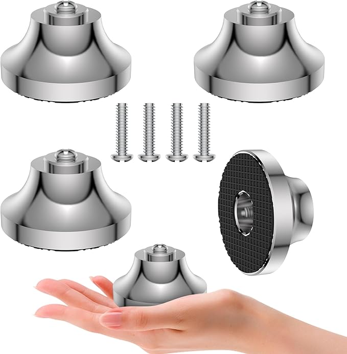 Audiocrast IF4021S HiFi Speaker Isolation Feet Pads 4PCs Stainless Steel 40x21mm Silver Speaker Shock Absorber Vibration Dampener Floor Protector for Audio Subwoofer CD DVD Amplifier Turntable DAC
