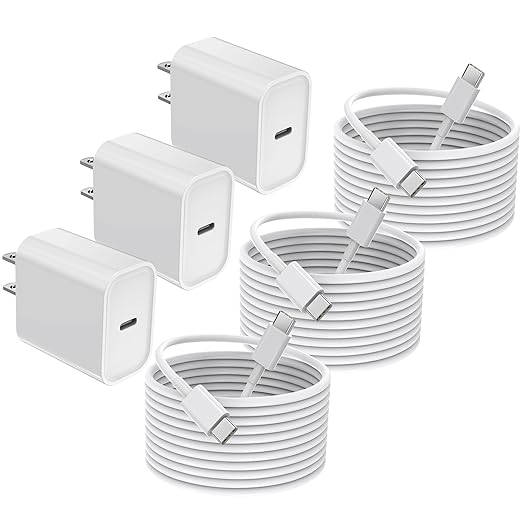 iPhone 16/15 Charger Fast Charging 20W USB Type C Charger Block 3Pack C Chargers Fast Charging Cord 10FT Long Charger Cable for iPhone16/16 Plus/16 Pro/16 Pro Max,iPhone 15,iPad Pro 12.9"/11",iPad Air