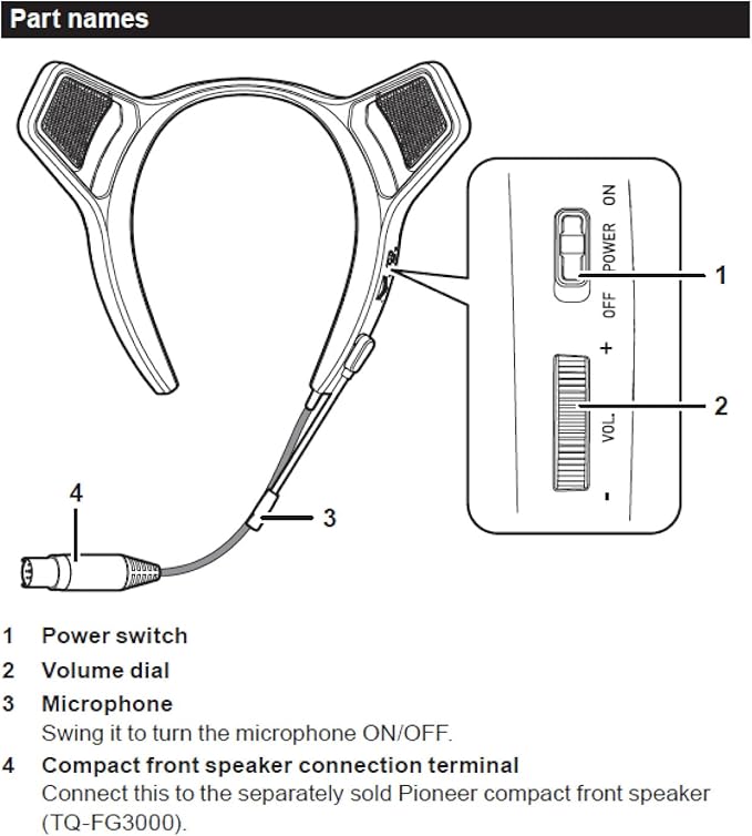 PIONEER,Desktop Gaming Speaker,Sound TECTOR,Rear Sound Enhancer,Exclusively for The Compact Front Speaker（TQ-FG3000）,Clear Sound,Neckband,Lightweight with Narrow Directional Chat Microphone,TQ-RG3000
