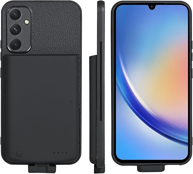 Fey Battery Case for Galaxy A34, Extended Charging Cases for Samsung Galaxy A34 5000mAh Rechargeable External Backup Power Bank Charger Cover, Black