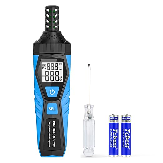 Temperature Humidity Meter - Handheld Thermometer Hygrometer with Ambient, Dew Point, Wet Bulb, High Precision Wet Bulb Thermometer, Dual Display Temperature & Humidity with LCD Backlight