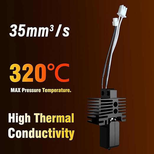 JUUPINE Upgraded Bambu Labs Hotend X1 Carbon Assembly for Bambu Lab X1/X1C 3D Printer,24V 60W Ceramic Heater HotEnd Kit with Removable Hardened Steel 0.4mm Nozzle for Bambu Labs X1 Series 3D Printers