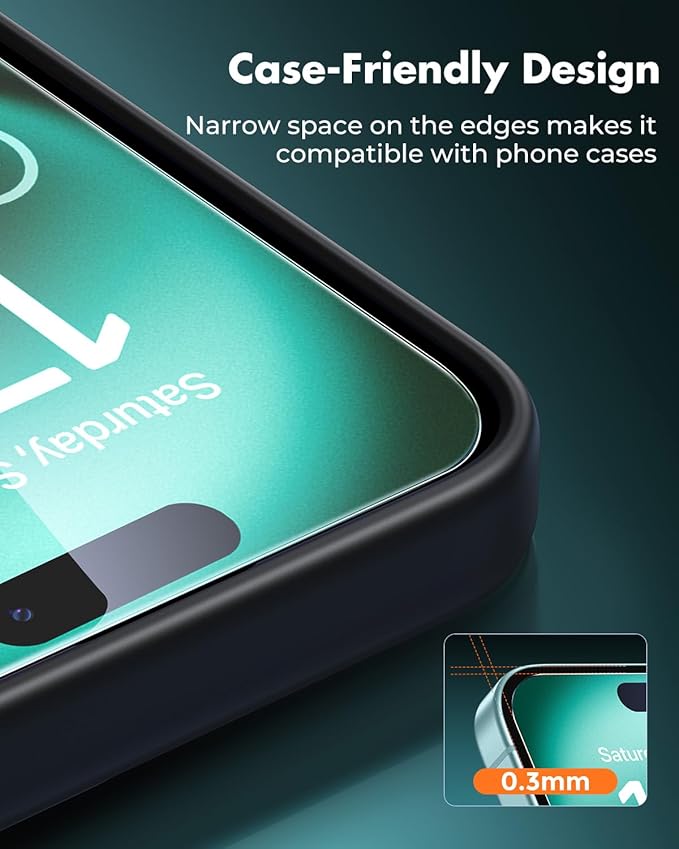 UNBREAKcable 3-Pack Screen Protector for iPhone 16 Plus, Double Shatterproof Tempered Glass [Easy Installation Frame] [9H Hardness] [99.99% HD Clear] [Case Friendly] for iPhone 6.7 inch