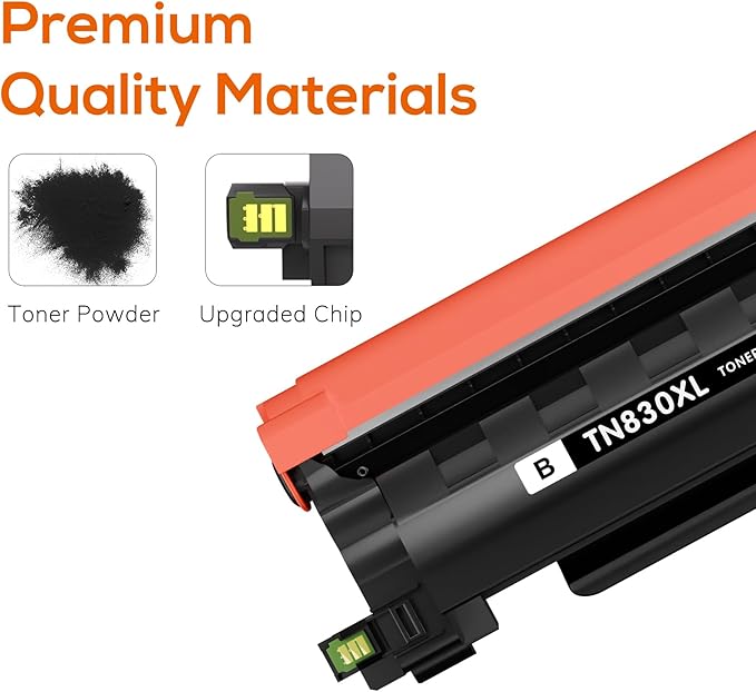 Compatible TN830XL TN830 Toner Replacement for Brother TN830XL TN830/XL/V Toner Work with HL-L2460DW HL-L2405W HL-L2400D HL-L2480DW MFC-L2820DW XL MFC-L2900DW DCP-L2640DW Printer (4 Black)