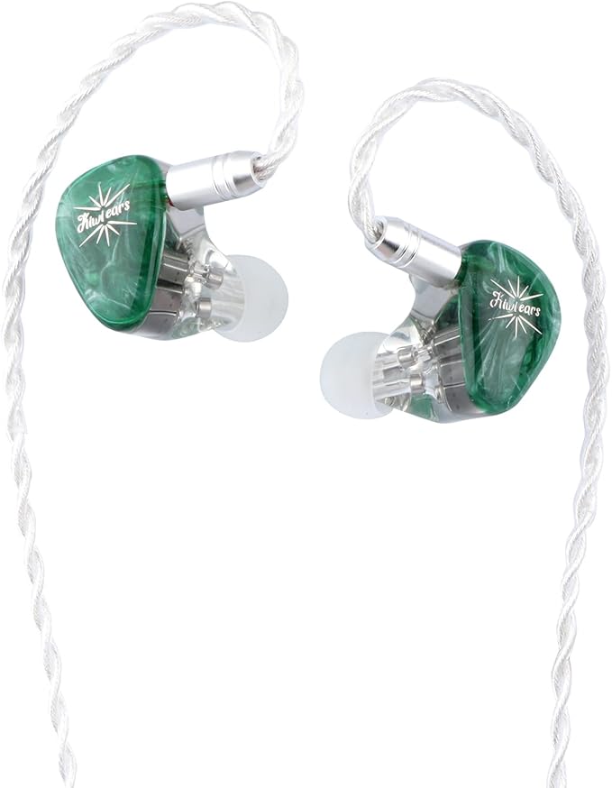 Kiwi Ears Orchestra Lite in Ear Monitor, Custom 8BA HiFi Earphone, Studio Monitor Headphone, Wired Earbuds with Detachable OFC Cable, Handcrafts Faceplate for Audiophile Musician (Green)