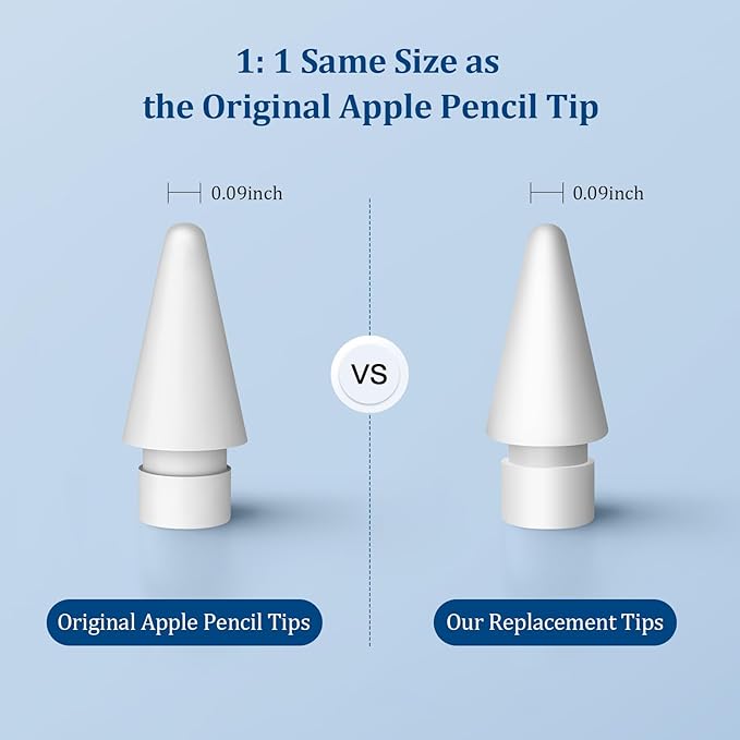 Replacement Tips for Apple Pencil 1st/2nd Gen,No Wear Out Upgraded Apple Pencil Tips,Pencil Nibs for Precise Control - Replacement Tips for iPad Pencil - 4 Pack White