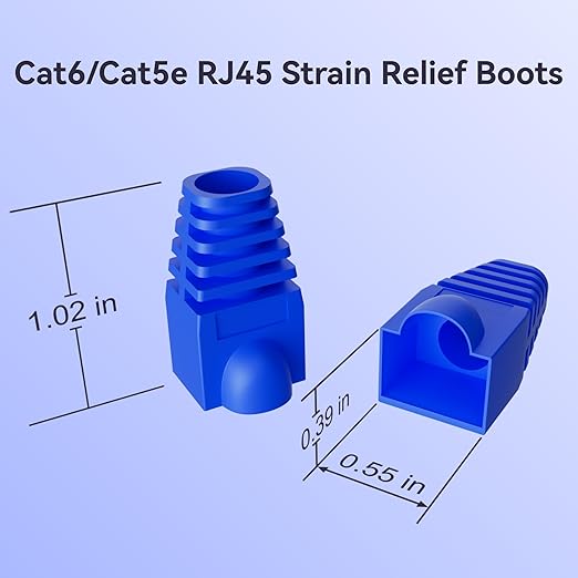 CableGeeker 100-Pack Cat6 / Cat5e RJ45 Strain Relief Boots, RJ45 Boot, Cat 6 Boot, Cat6 Ethernet Boots, Suitable for 6.5mm(0.26in) Ethernet Cables (Round-Press Transparent)