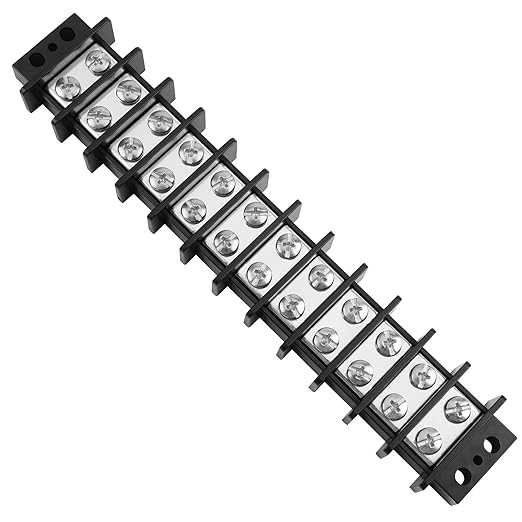 GLOSO TBE Double Row Stainless Terminal Blocks, Marine Grade, 4-14 AWG Cu, 75A/600V - 1 Pack, 12 Poles